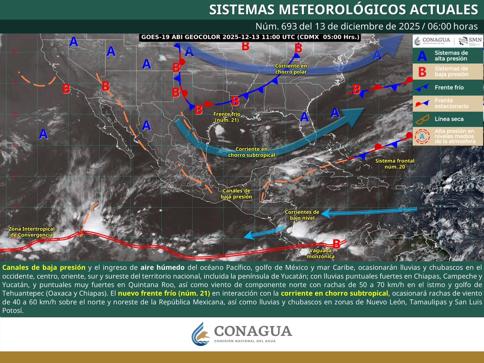 Se prevén lluvias aisladas y descenso de temperaturas en la Cuenca del Papaloapan y Sierra de Flores Magón