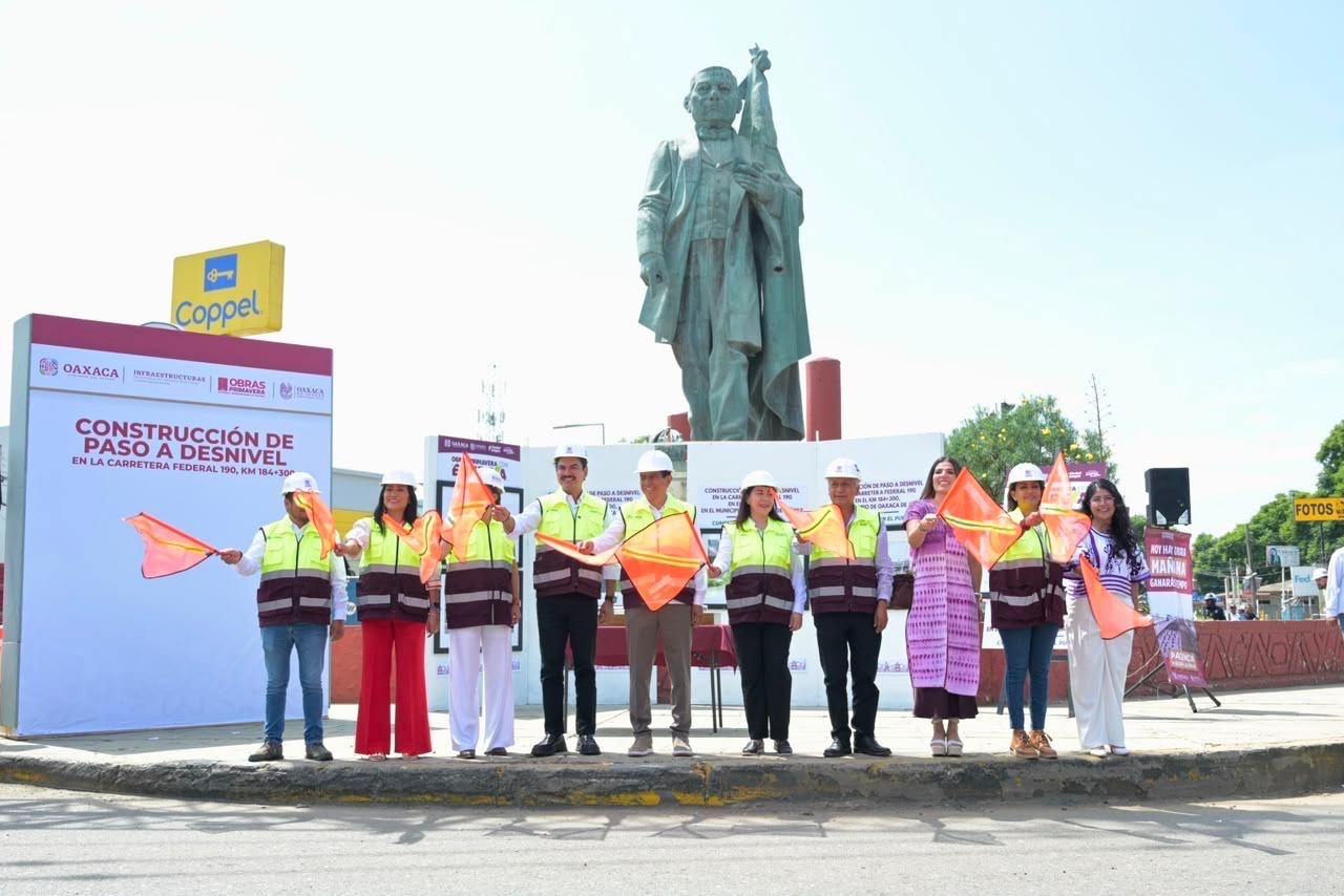 Arranca Salomón Jara obra del paso a desnivel en la carretera federal 190 kilómetro 184 + 300